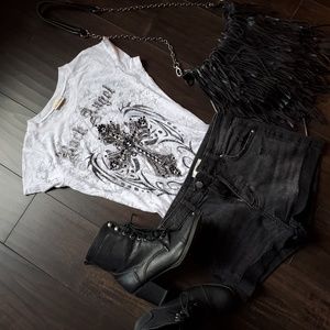 Rocker Cross Angel Wing shirt